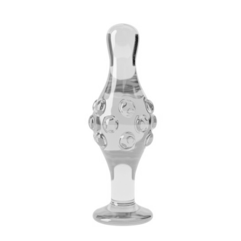 Анальна пробка ребриста Lovetoy скляна, прозора, 10 х 4 см - Изображение 1