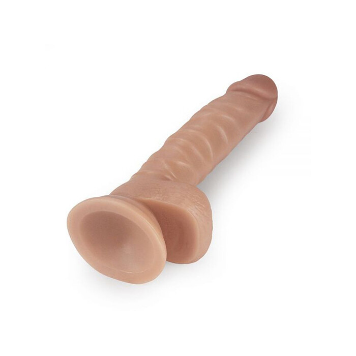 Фалоімітатор реалістичний на присосці Lovetoy з мошонкою, 18 х 3.8 см - Изображение 1