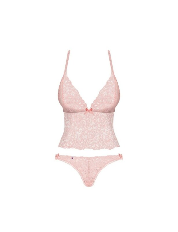 Комплект з топа та трусиків Obsessive, рожевий, S/M - Изображение 3