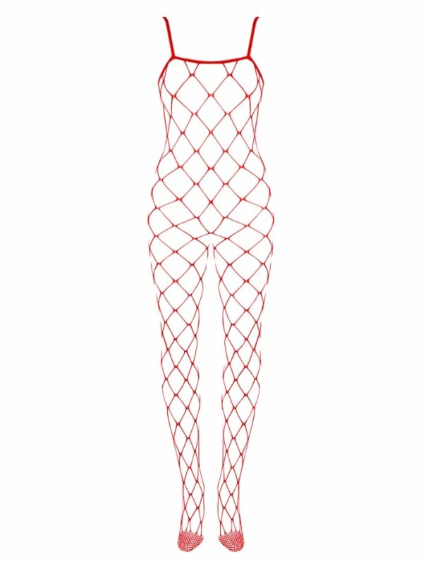 Еротичний комбінезон Obsessive з крупної сіточки, червоний, one size - Зображення 6
