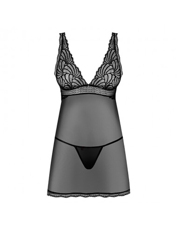 Сексуальна сорочка з мереживом Obsessive Sweetia Babydoll чорна, S/M - Изображение 2