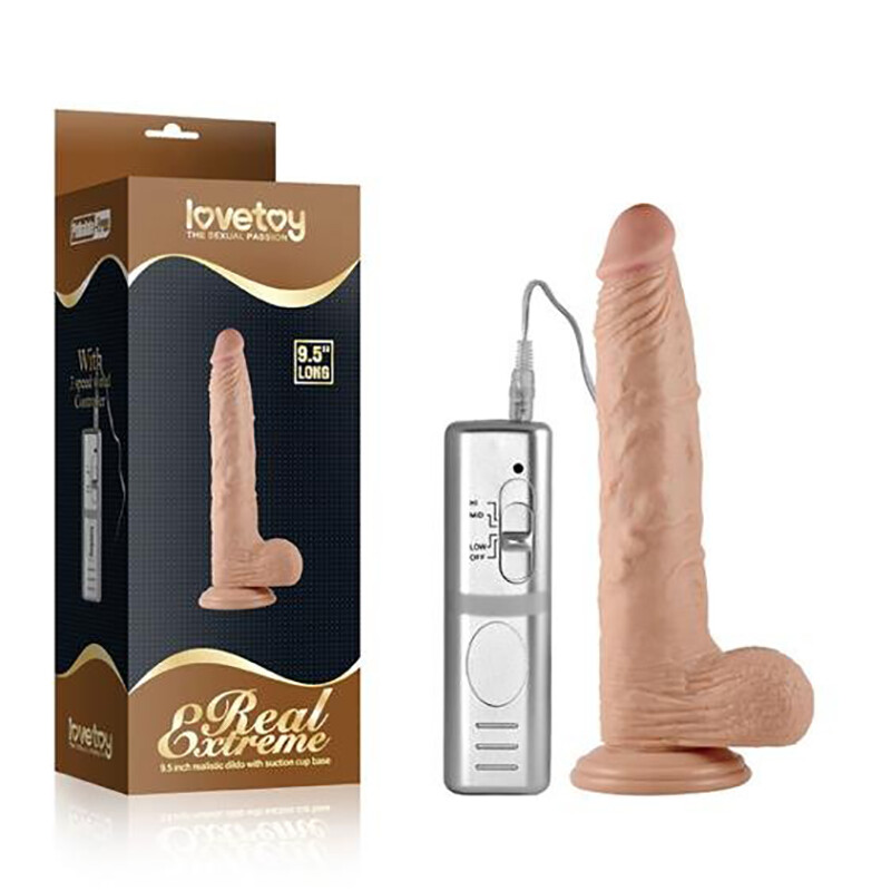 Вібратор реалістичний на присосці з пультом керування Lovetoy бежевий, 24 х 4.1 см