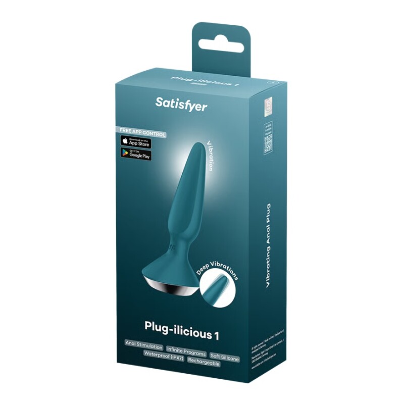 Анальний вібратор Satisfyer Plug-ilicious 1 з додатком, зелений, 13.5 х 4.3 см - Изображение 1