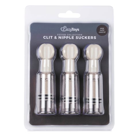 Вакуумні помпи для сосків та клітора EasyToys сірі, 3 шт, 10 х 1.8 см - Зображення 2