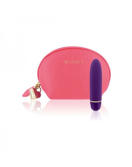 Вібропуля з косметичкою для зберігання Rianne S Classique Vibe фіолетова, 12 см х 2 см