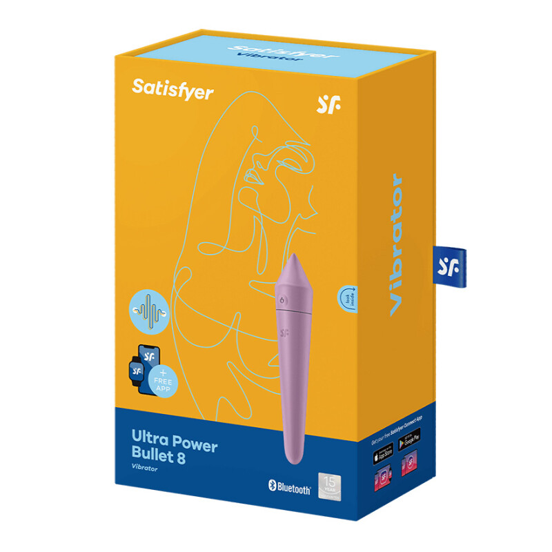 Віброкуля силіконова Satisfyer Ultra Power Bullet 8 з додатком, фіолетова, 14 х 2.7 см - Зображення 1