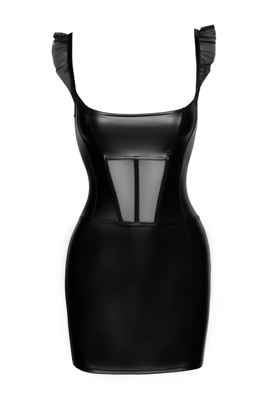 Сукня з вінілу із сітчастими вставками Noir Handmade чорна, M - Изображение 4