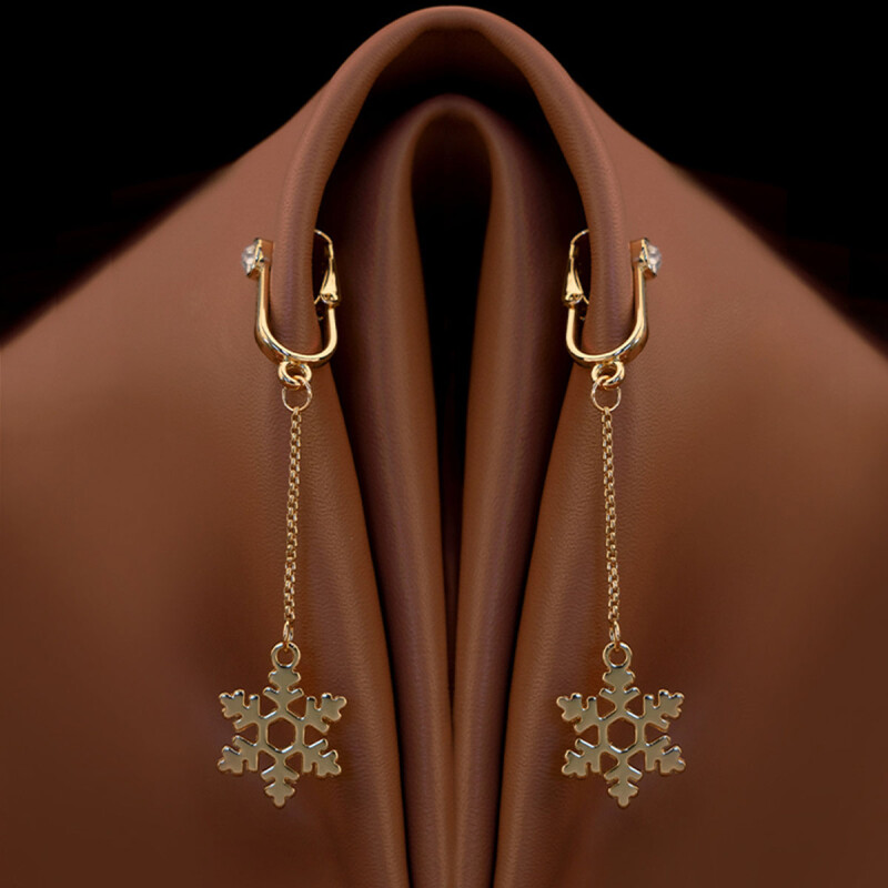 Прикраси для клітора та статевих губ UPKO Non-pierced Jewelry Snowflake у формі сніжинки з гірським кришталем, золоті - Зображення 1