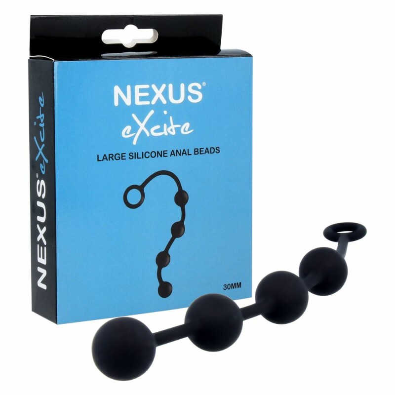 Анальні кульки Nexus Excite, силіконові, 30 см х 3 см, чорні