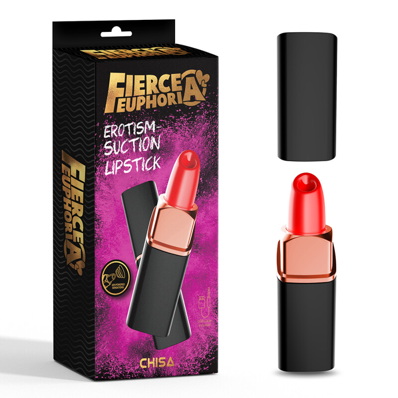 Вакуумний стимулятор для клітора Chisa Fierce Euphoria у вигляді помади, чорний, 13 х 3.5 см