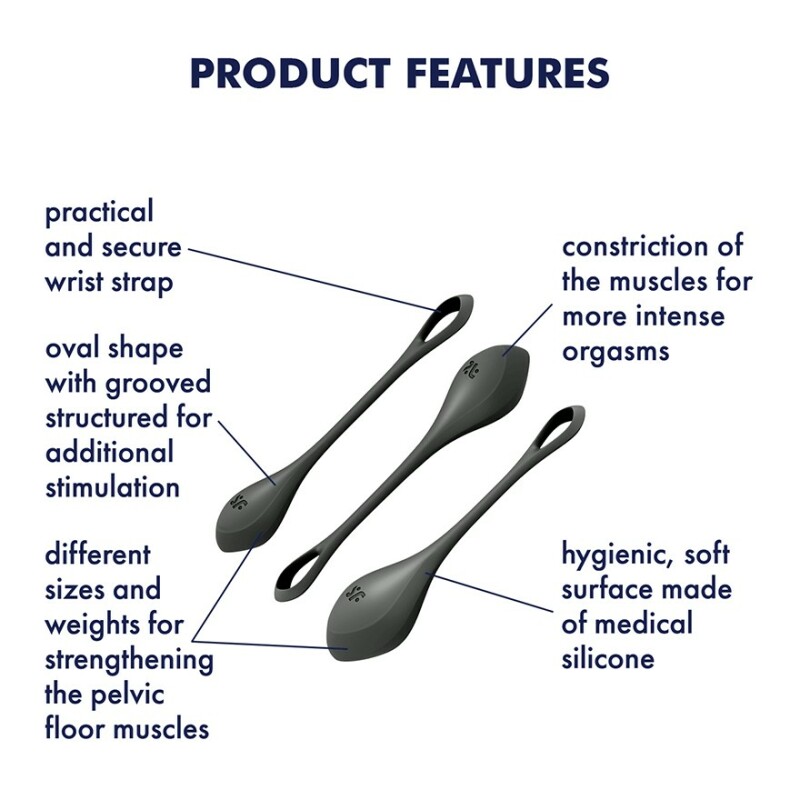 Набір вагінальних кульок Satisfyer Yoni Power 2 чорні, 3 шт - Изображение 4