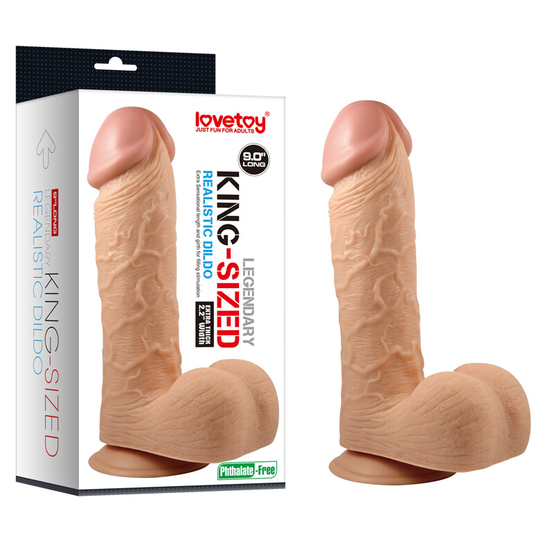 Фалоімітатор гігантський реалістичний LoveToy на присоску, бежевий, 23 х 5.5 см - Зображення 2