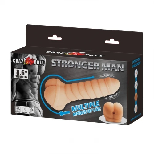 Мастурбатор-насадка на пеніс Crazy Bull Stronger Man бежевий, 22 х 7.5 см - Зображення 7