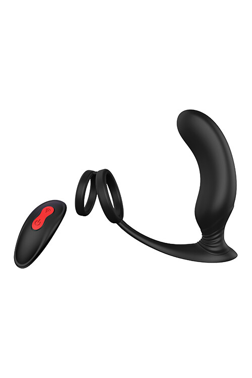 Масажер простати з петлею на мошонку Dream Toys чорний, 13.4 х 4.5 см