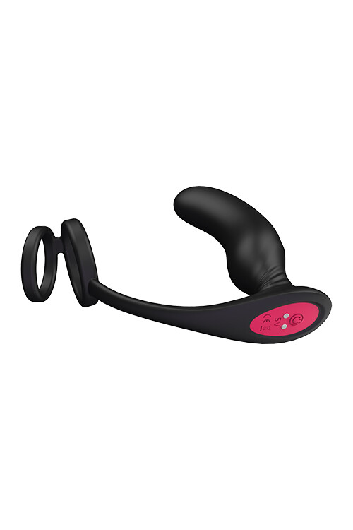 Масажер простати з петлею на мошонку Dream Toys чорний, 13.4 х 4.5 см - Изображение 2