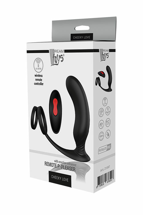 Масажер простати з петлею на мошонку Dream Toys чорний, 13.4 х 4.5 см - Изображение 4