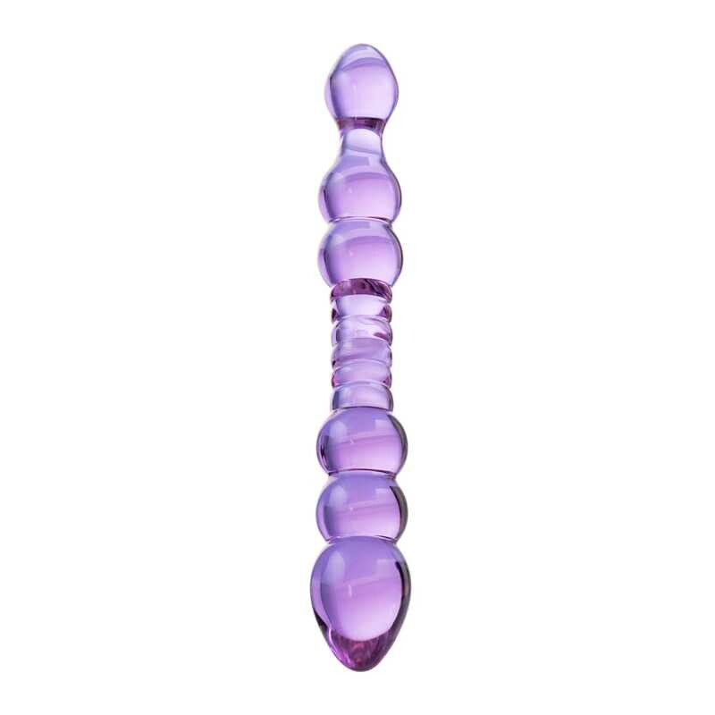 Фалоімітатор двосторонній скляний Sexus Glass фіолетовий, 22 см х 2.5 см - Изображение 1