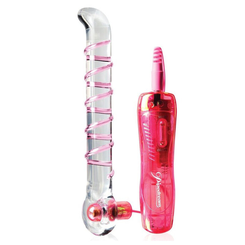 Вібратор зі скла Icicles No.4 G-Spot зі знімною віброкулею, 17.8 см х 1 см