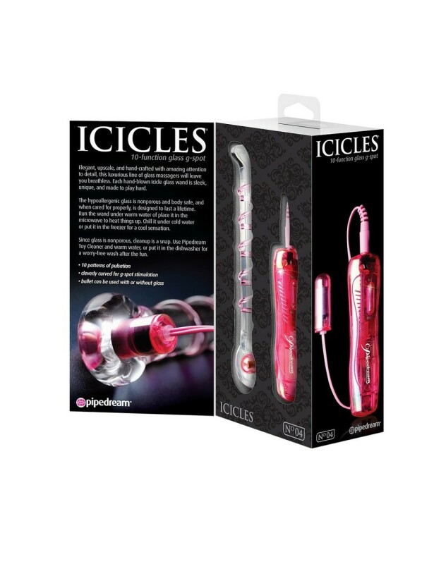 Вібратор зі скла Icicles No.4 G-Spot зі знімною віброкулею, 17.8 см х 1 см - Зображення 3