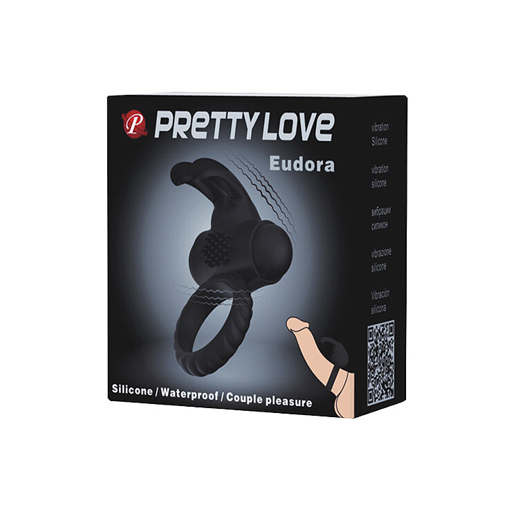 Ерекційне віброкільце Pretty Love Eudora рельєфне, чорне, 5.4 х 2.4 см - Зображення 8
