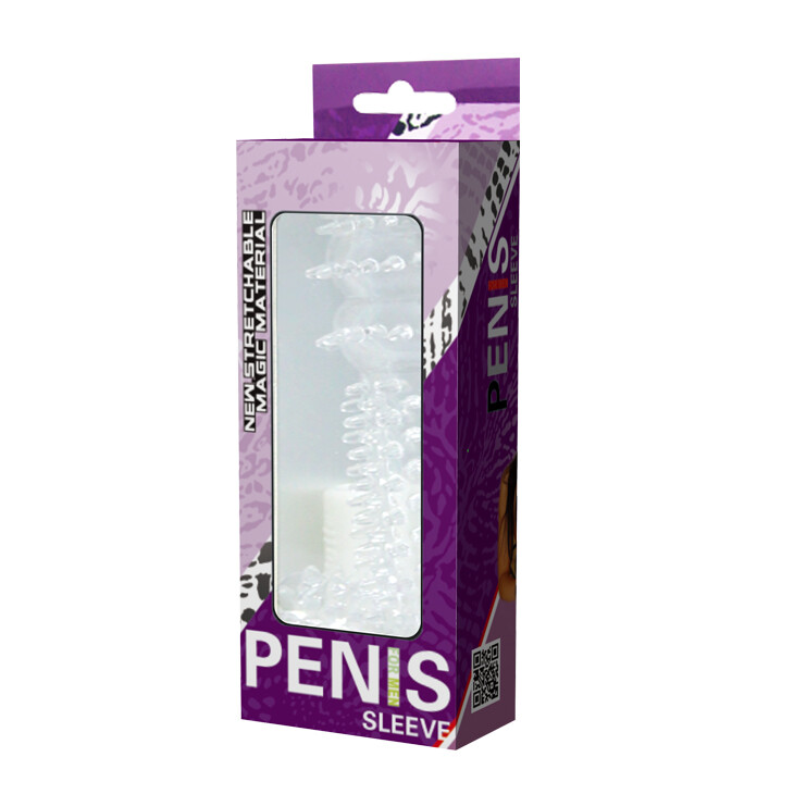 Насадка на пеніс Baile Penis Sleeve рельєфна, прозора, 12.8 х 3.5 см - Изображение 4