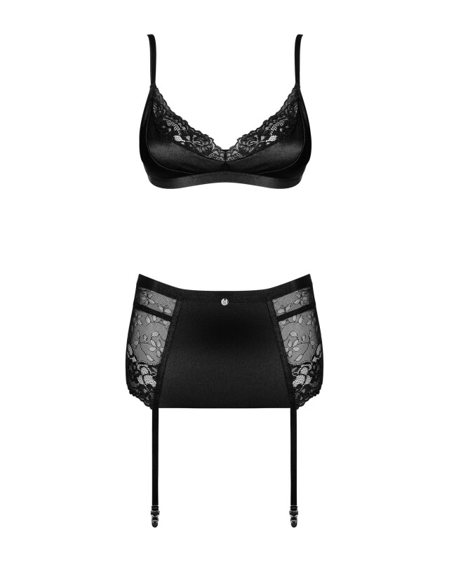 Комплект з поясом для панчіх Obsessive Blanita 3 предмети, чорний, S/M - Зображення 7