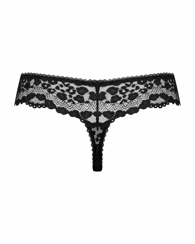 Трусики стрінги Obsessive Giully мереживні, чорні, L/XL - Изображение 3