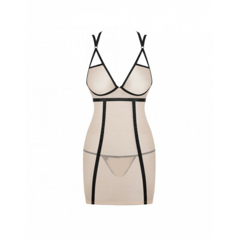 Сорочка напівпрозора Nudelia Chemise Obsessive бежева, розмір L/XL - Зображення 2