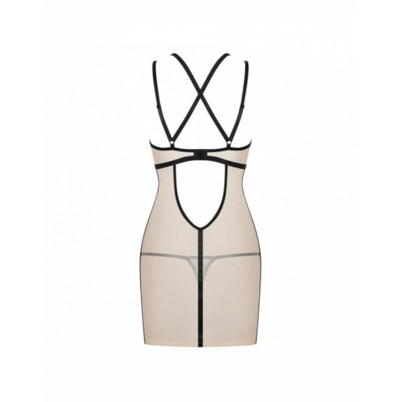 Сорочка напівпрозора Nudelia Chemise Obsessive бежева, розмір L/XL - Зображення 3