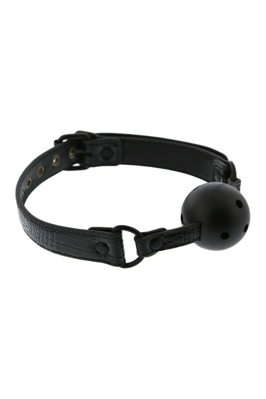 Кляп із пластиковою кулькою 4,7 см діаметр BLAZE LUXURY BALL GAG CROCO BLACK