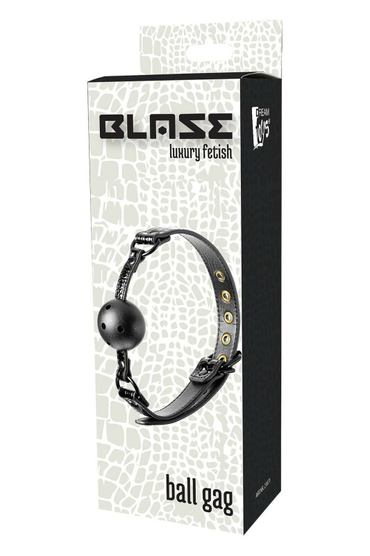 Кляп із пластиковою кулькою 4,7 см діаметр BLAZE LUXURY BALL GAG CROCO BLACK - Зображення 1