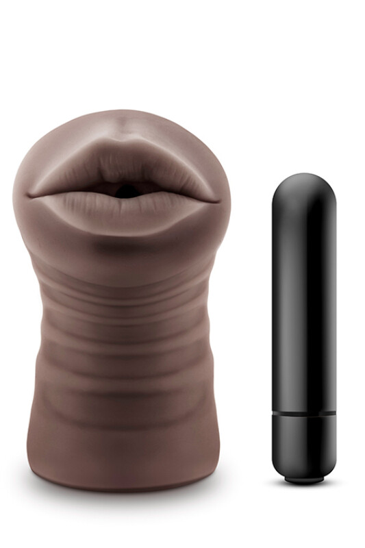 Мастурбатор рот реалістичний з вібрацією Blush коричневий, 13 х 4.3 см