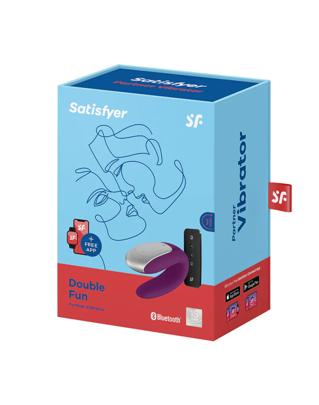 Вібратор для пар Satisfyer Double Fun з пультом та додатком, фіолетовий, 9.4 х 4.2 см - Изображение 1