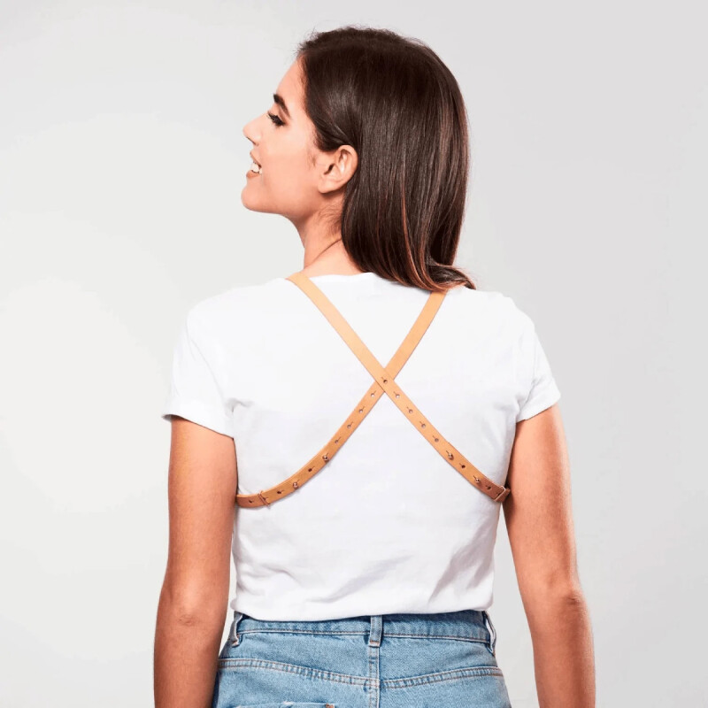 Портупея з екошкіри Bijoux Indiscrets MAZE – Cross Cleavage, бежева - Изображение 1