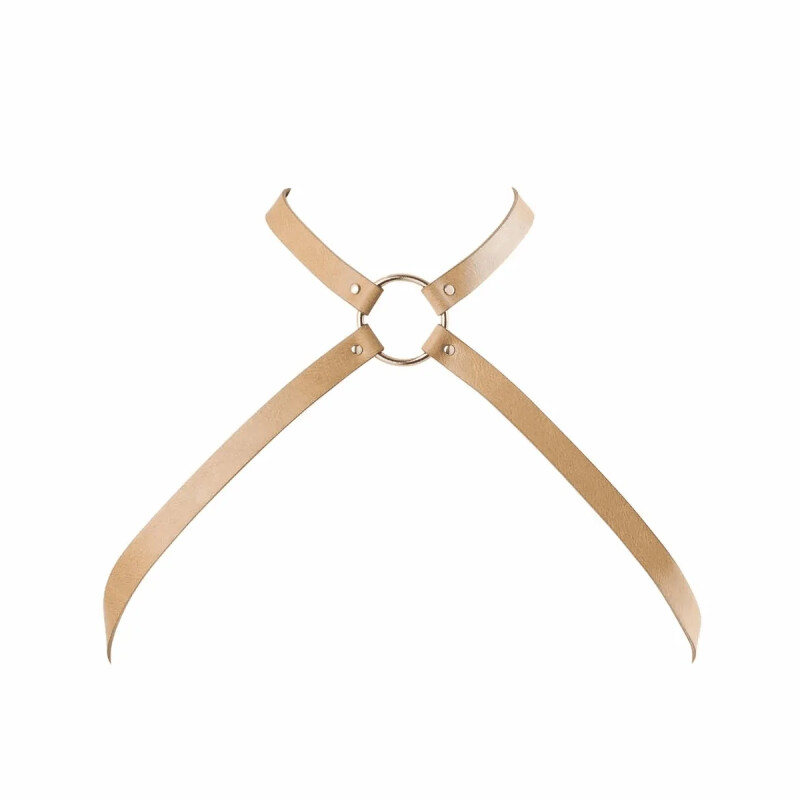 Портупея з екошкіри Bijoux Indiscrets MAZE – Cross Cleavage, бежева - Изображение 2