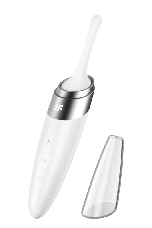 Вібратор для точкової стимуляції Satisfyer Twirling Joy з ковпачком, білий, 16.5 х 0.8 см