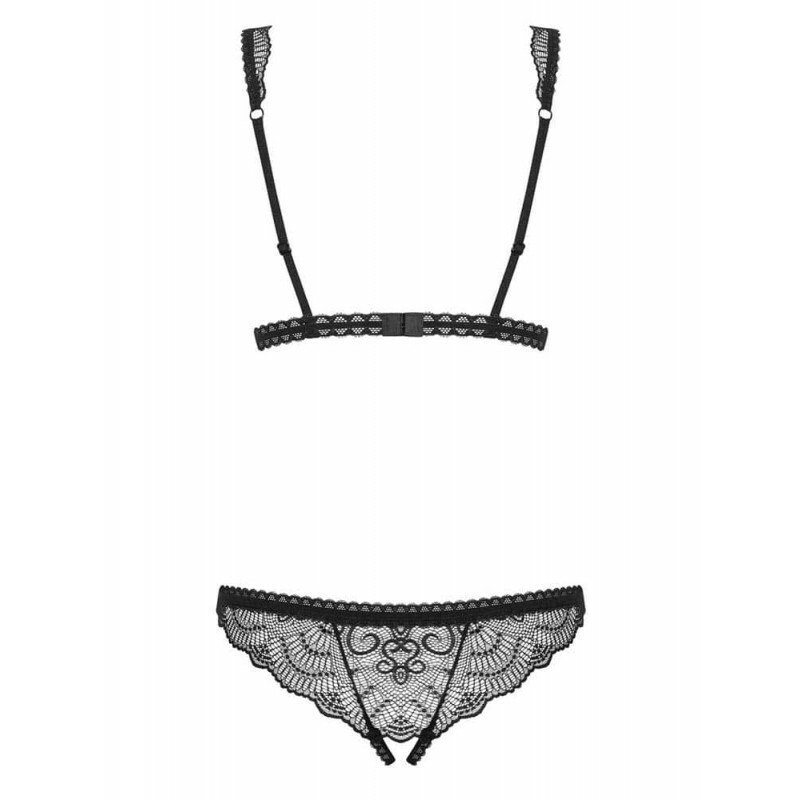 Мереживне боді з відкритим доступом Obsessive Firella Teddy, чорний, S/M - Изображение 5