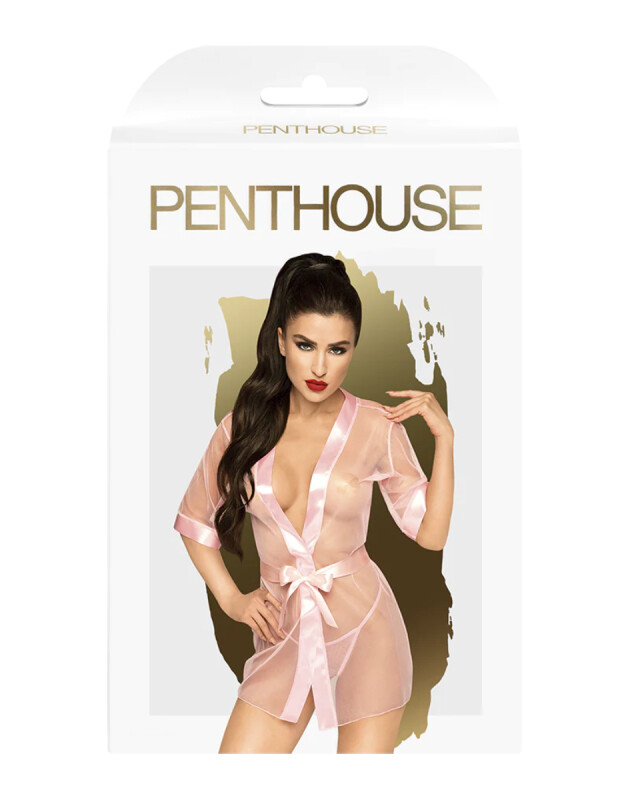 Cексуальний напівпрозорий халат Penthouse рожевий, S-L - Зображення 2