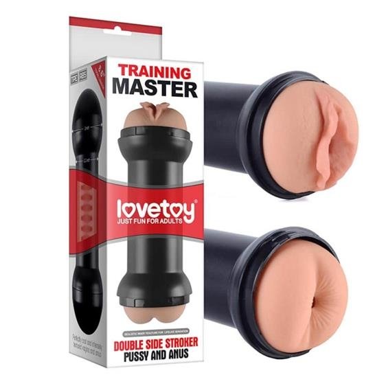 Мастурбатор реалістичний 2 отвори LoveToy бежевий, 22 х 6 см