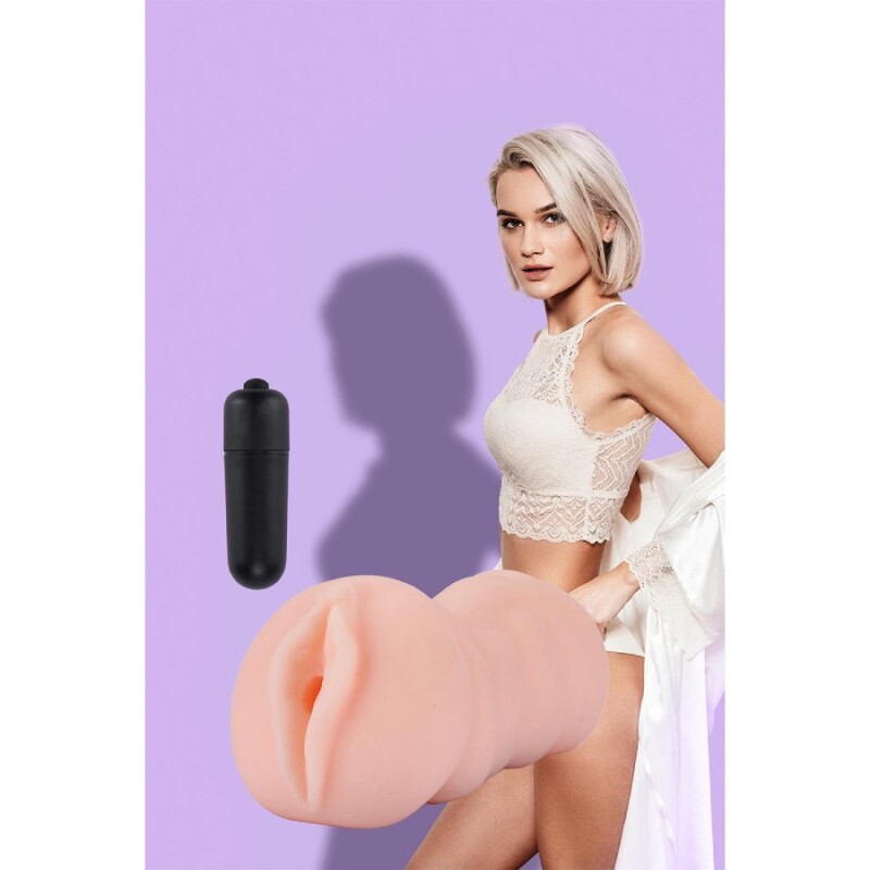 Мастурбатор-вагіна Dreamtoys The girl next door з вібрацією, бежевий, 13.5 х 6 см