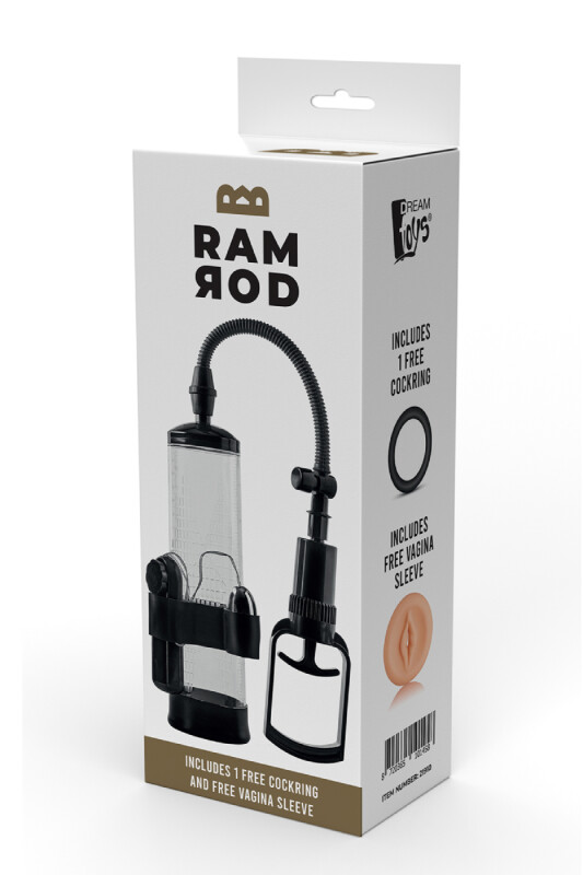 Вакуумна помпа з вібрацією Dreamtoys Ramrod з насадкою та ерекційним кільцем, прозора, 20 х 5.9 см - Зображення 8