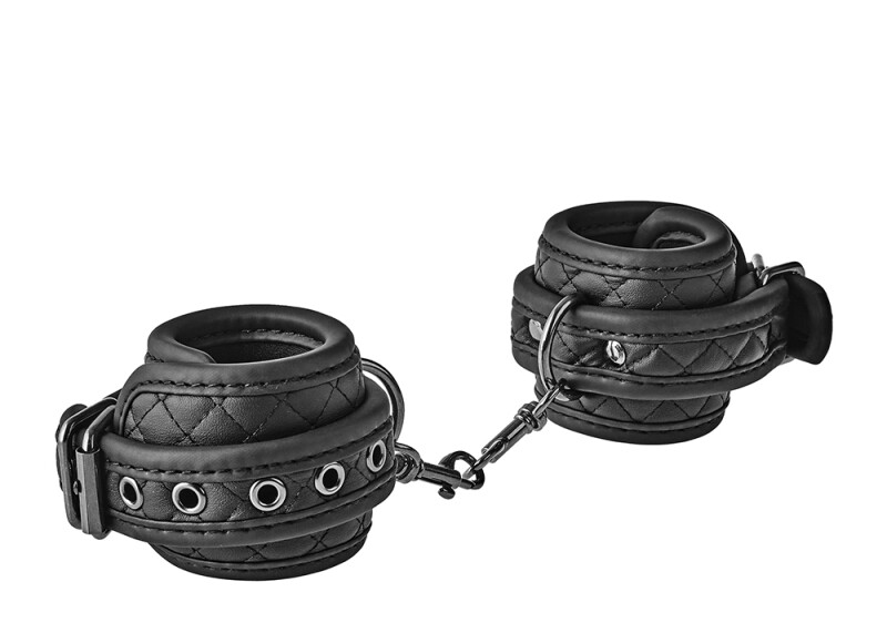 Наручники Dreamtoys Blaze зі штучної шкіри, чорні, 26 х 6.2 см - Зображення 3