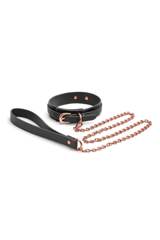 Нашийник з повідцем-ланцюжком NS Novelties Bondage Couture, зі шкірозамінника, чорний