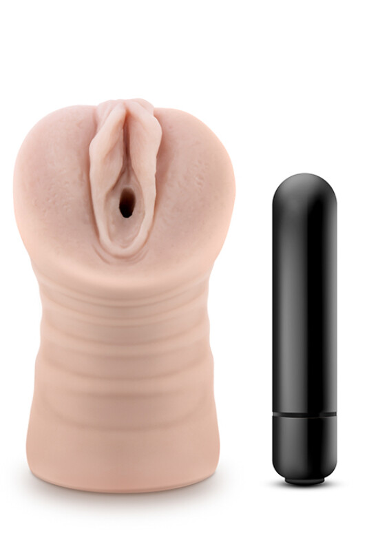 Мастурбатор-вагіна Blush M for Men з віброкулею, кібершкіра, бежевий, 12.7 х 3.1 см