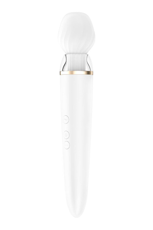 Вібратор-мікрофон Satisfyer Double Wand-er з додатком, білий, 27 х 5.5 см