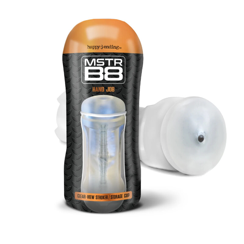 Мастурбатор в колбі Happy Ending Mstr B8 Hand Job, прозорий, 15.2 см х 5.7 см