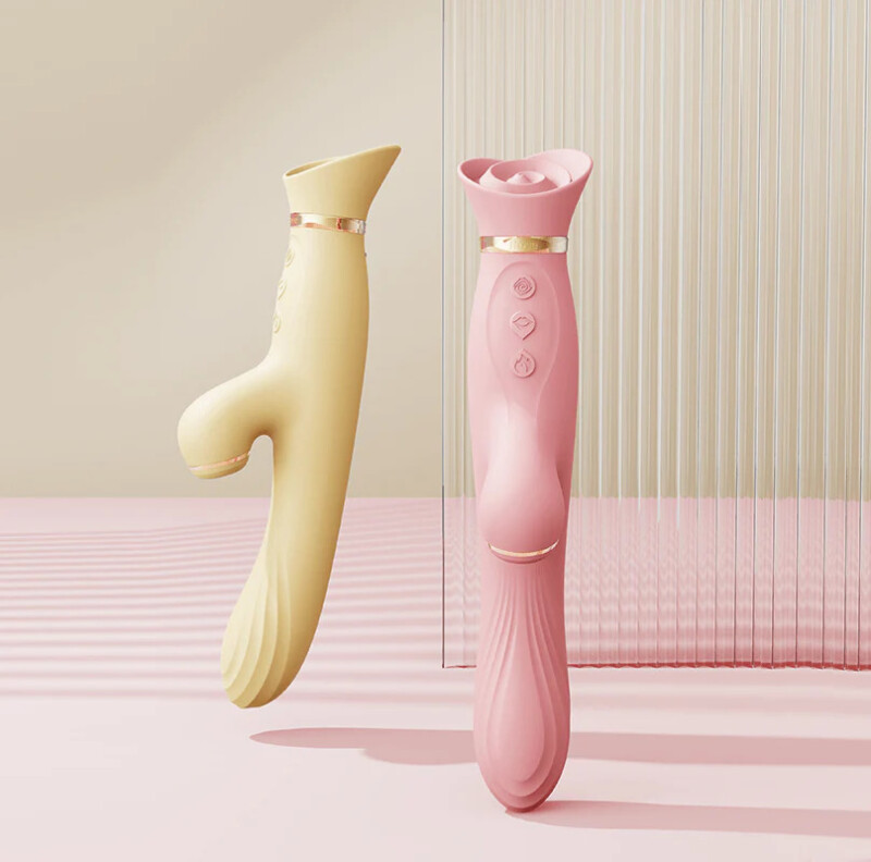 Вібратор з вакуумною стимуляцією клітора та підігрівом ZALO ROSE RABBIT рожевий - Изображение 8
