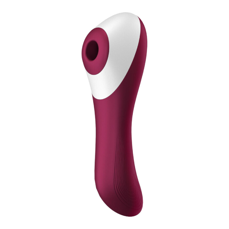 Вакуумний стумулятор клітора Satisfyer Dual Crush з вібрацією, бордовий, 17 х 5.5 см