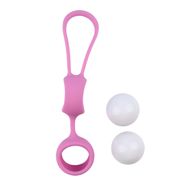 Вагінальні кульки Chisa Geisha Balls на м'якій зчіпці, рожеві, 17 х 3.4 см - Зображення 2