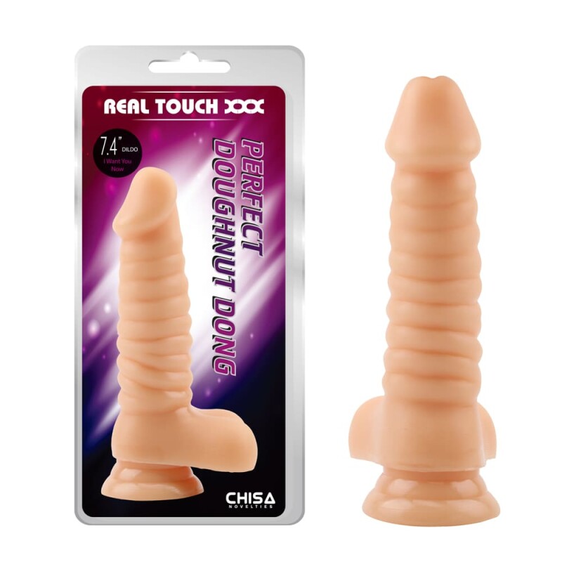 Реалістичний фалоімітатор із рельєфом Chisa Real Touch, бежевий, 19 х 3.7 см